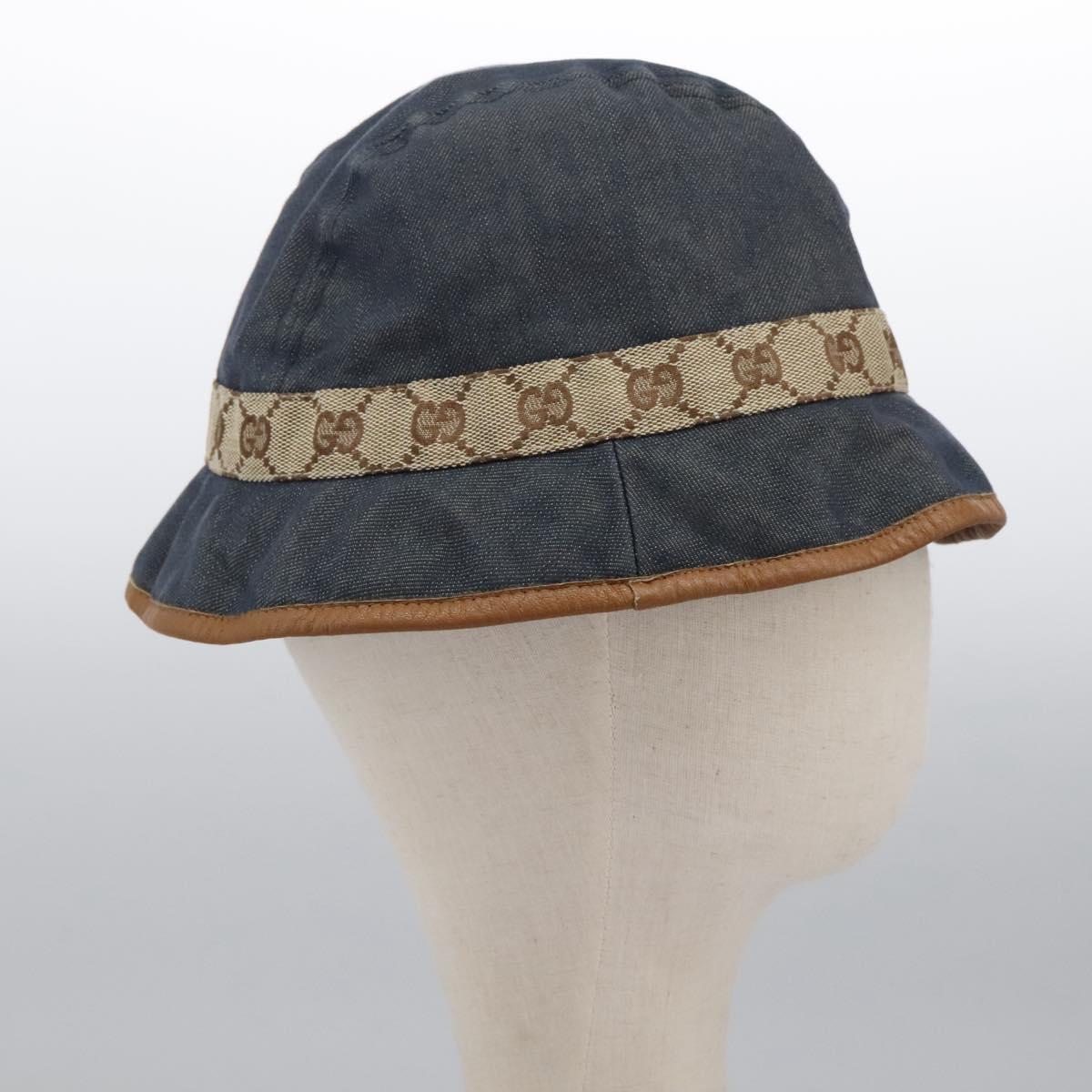 GUCCI グッチ ハット　ヴィンテージ　Lサイズ GUCCI GG Canvas Bucket Hat M Beige Blue 122118 Auth hk2073