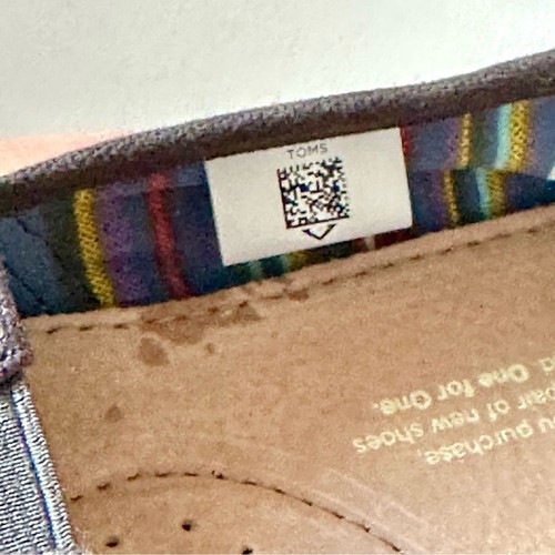 Toms Black Flats with Signature Canvas and Elastic V Inserts Sz 8.5W - Picture 10 of 11