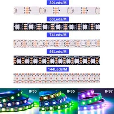 WS2812B Individually Addressable Led Strip 30/60/74/96/144leds/m Pixels Light 