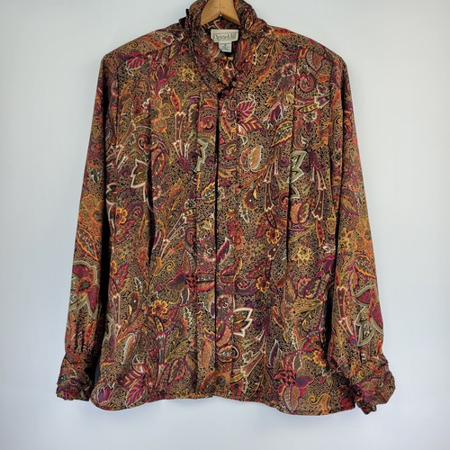 Blusa para mujer Christie & Jill talla 16 con botones estampado cachemir DEFECTUOSA - Imagen 1 de 15