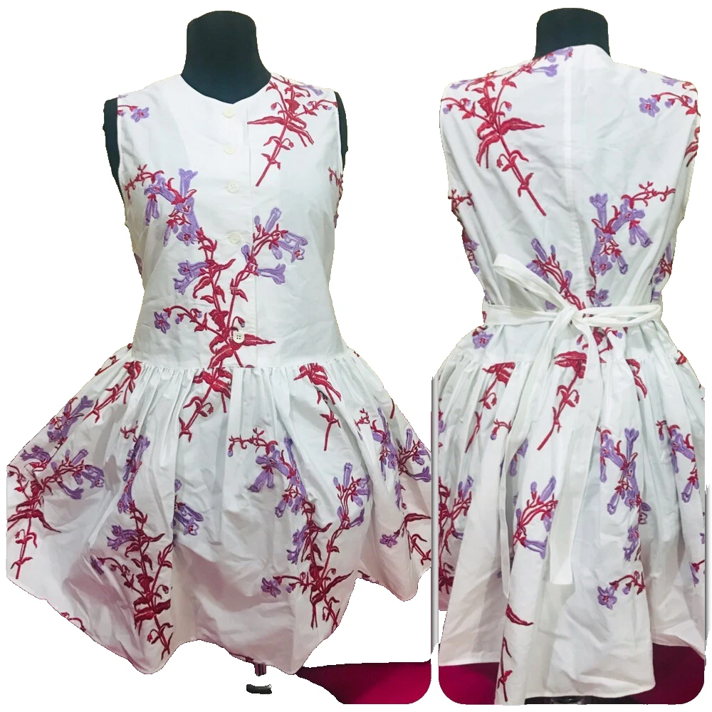 Abito bianco senza maniche con stampa floreale Miu Miu mini cintura corta taglia 44