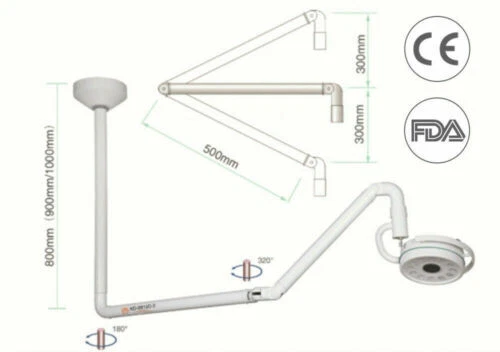 Стоматологическая 800 мм потолочная 36 Вт светодиодная экзаменационная лампа бесцветная хирургическая лампа FDA США - Изображение 3 из 4