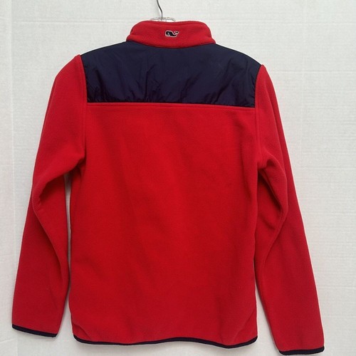 Vineyard Vines Boys Red & Blue 1/4 Zip Fleece Jacket Logo Size Large (16) - Picture 7 of 7