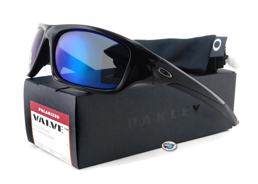 New Oakley VALVE Sunglasses | 9236-12 Polished Black / Deep Blue