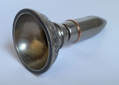Antique c1918 WWI Trench Art Hotchkiss 1-Pounder Shell Table Lighter - Foto 12 di 15