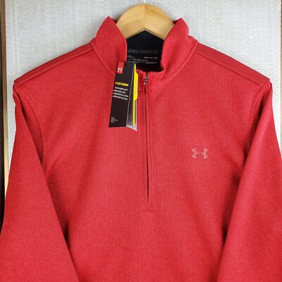 NEW $85 UNDER ARMOUR Size Medium Mens UA Storm 1/2 Zip ColdGear Red