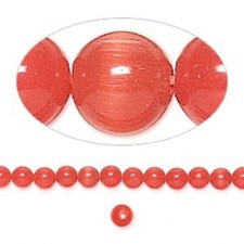 1 Std 100 Orange Cat's Eye Fiber Optic Glass 4mm Round Grade A Beads