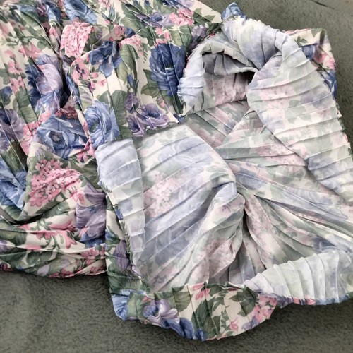 Vintage 80s Pleated Skirt Large Blue Floral Midi Romantic Cottage Modest Granny - Picture 8 of 8