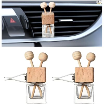 2PCS Car Diffuser Air Freshener Bottle, Refillable Empty Glass Perfume Bottles w