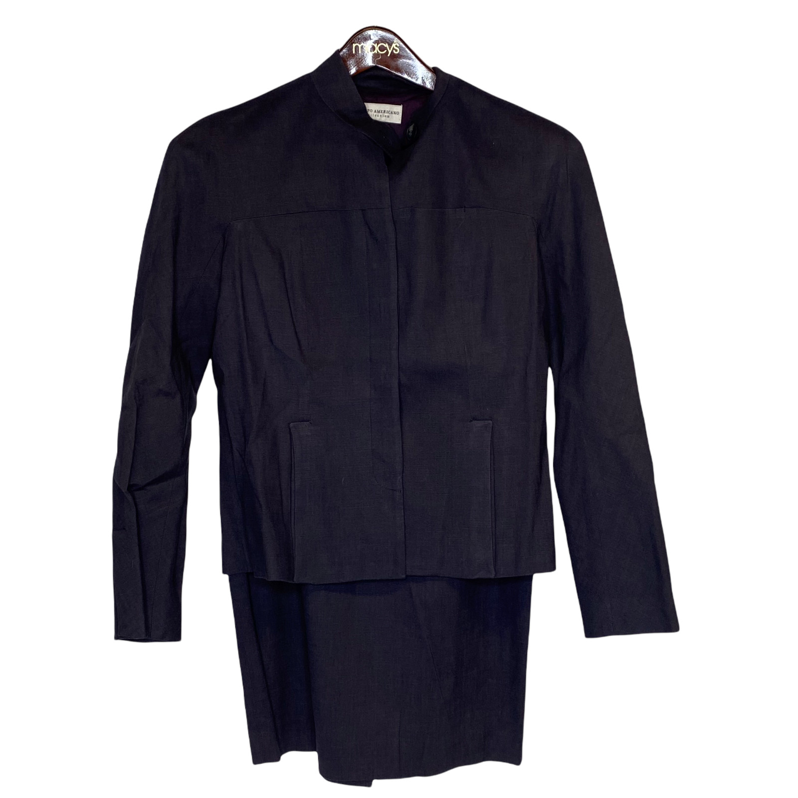 Gruppo Americano Skirt Jacket Suit Size 8 Women's Ladies Blue Linen 2 Piece