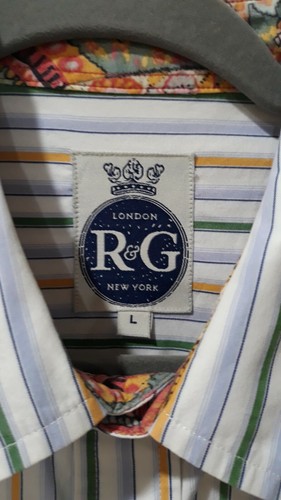 R&G Robert Graham 100% Cotton Striped Button Long Sleeve Shirt Mens Large VTG🔥 - Picture 3 of 11