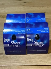 L'Eggs Sheer Energy Pantyhose Size B Jet Black Control Top 65509
