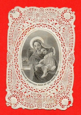 Image pieuse canivet dentelle SS pape pie IX lermercier