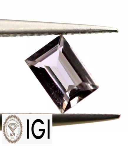 0.54 Ct IGI Certified Natural Purple Sapphire Loose Rectangular Step Cut Gem