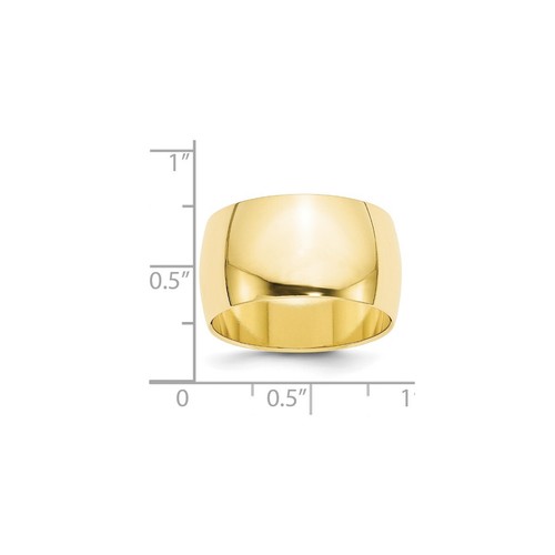10K Yellow Gold 12mm Half Round Band Ring - Picture 3 of 4