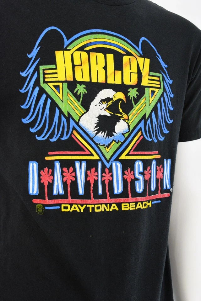 Camiseta Para Hombres Años 80 De Colección Harley Davidson Daytona Beach Gráfica Talla M Foto 2 de 4