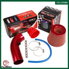 Cold Air Intake Filter Red Pipe Diameter 3" Clamp Accessories Car Air Intake Kit