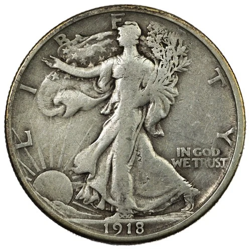 1918-S Walking Liberty Half Dollar 50c VF+ Better Early Date