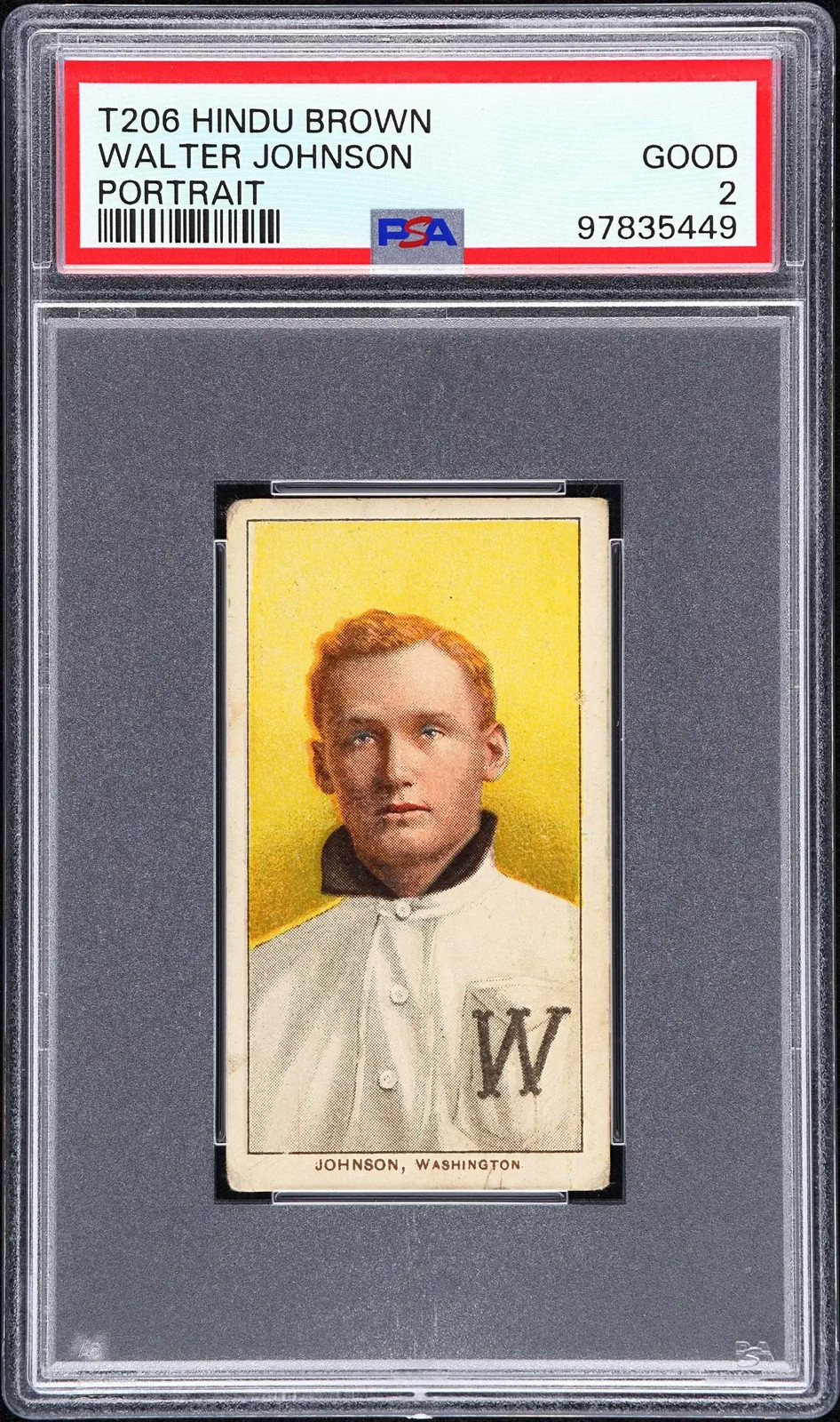 T206 Walter Johnson Portrait Variation Washington PSA 2 Hindu Back