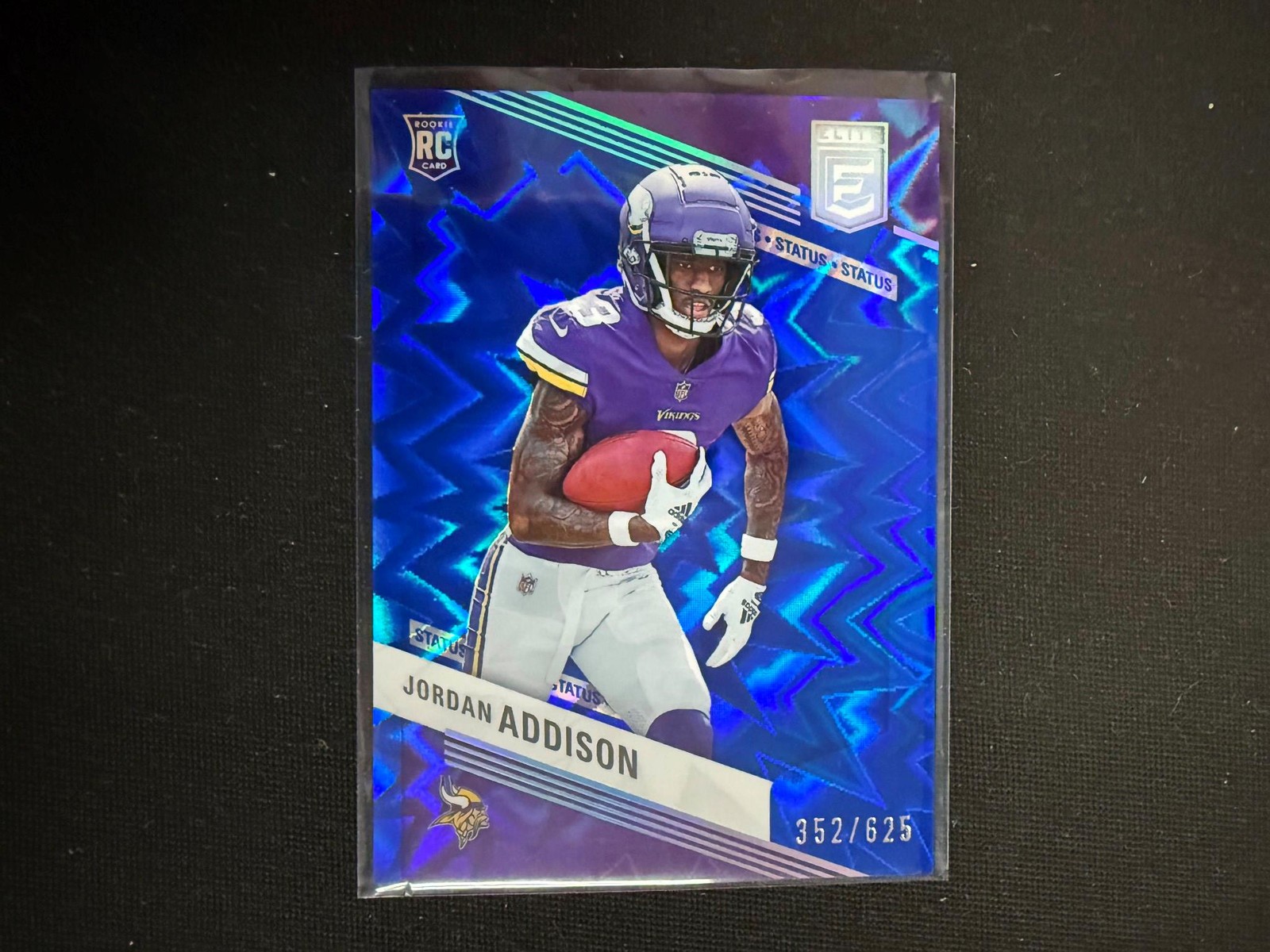 Jordan Addison 2023 Donruss Elite Status Blue Reactive Rookie RC /625 Viking D62