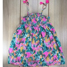Tommy Bahama Girls Tropical Jungle Print Smocked Tassel Strap Sundress Size 8
