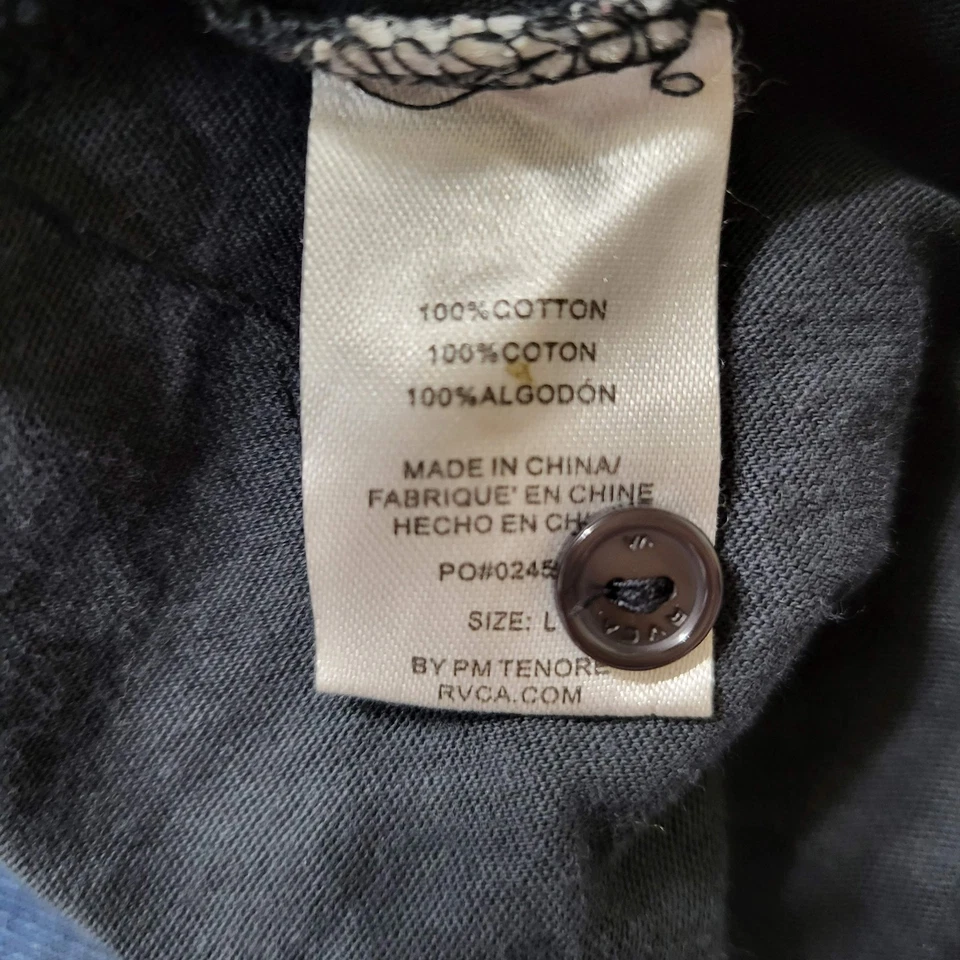 Camiseta sin mangas RVCA para mujer L negra a rayas indie somada botones cuello redondo delantero Foto 4 de 4