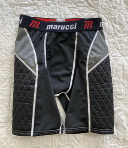 MARUCCI Youth Elite Padded Baseball Slider Shorts, XL, Black