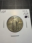 USA Silver Standing Liberty Quarter 1929 S