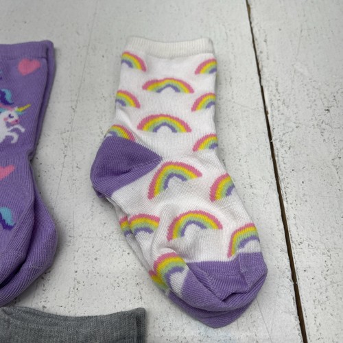 Round The Clock 3 Pairs Unicorn Design Comfort Crew Socks Girls Size 4-6 - Picture 3 of 6