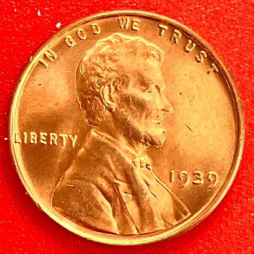 1939-P Lincoln Wheat Cent Penny GEM RED BU From an Original Bank Roll