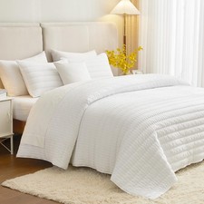 White King Size Quilt Bedding Set, Reversible Lightweight Bed Spreads Oversiz...