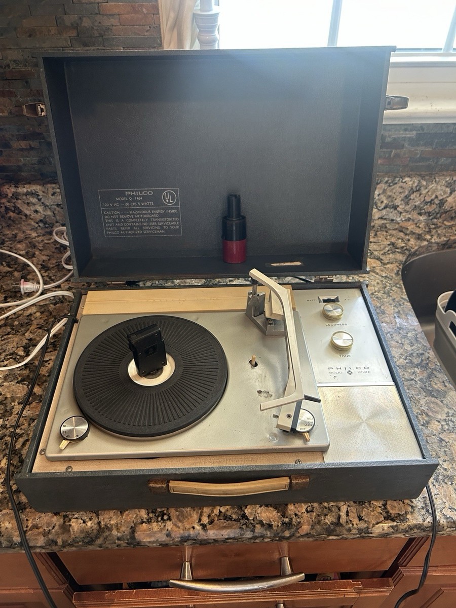 VTG philco turntable suitcase record player solid state Tubes q