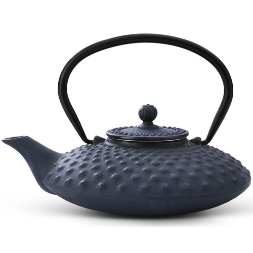 Teekannen Set 0.8 Liter blau Gusseisen Asia Kanne Untersetzer 2 Becher & Teesieb - Bild 2 von 8