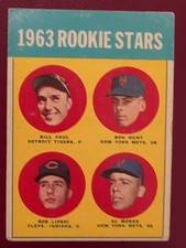 1963 Topps Baseball Rookie Stars Card # 558 Ron Hunt Faul Lipski Moran. rookie card picture