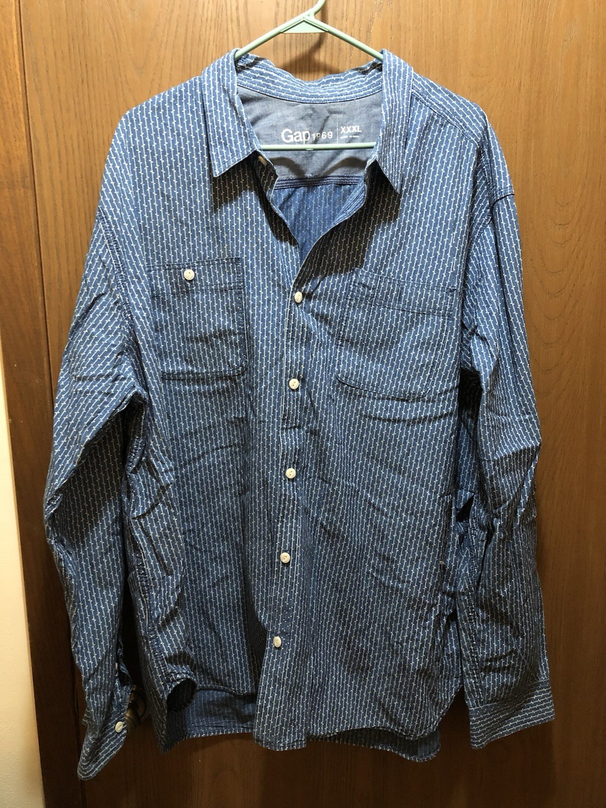 Gap patterned denim button down shirt women’s siz… - image 1