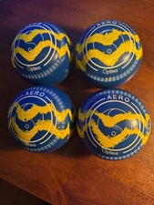 Aero Optima size 3.5 lawn bowls stamped WB2033 c/w enhanced grips