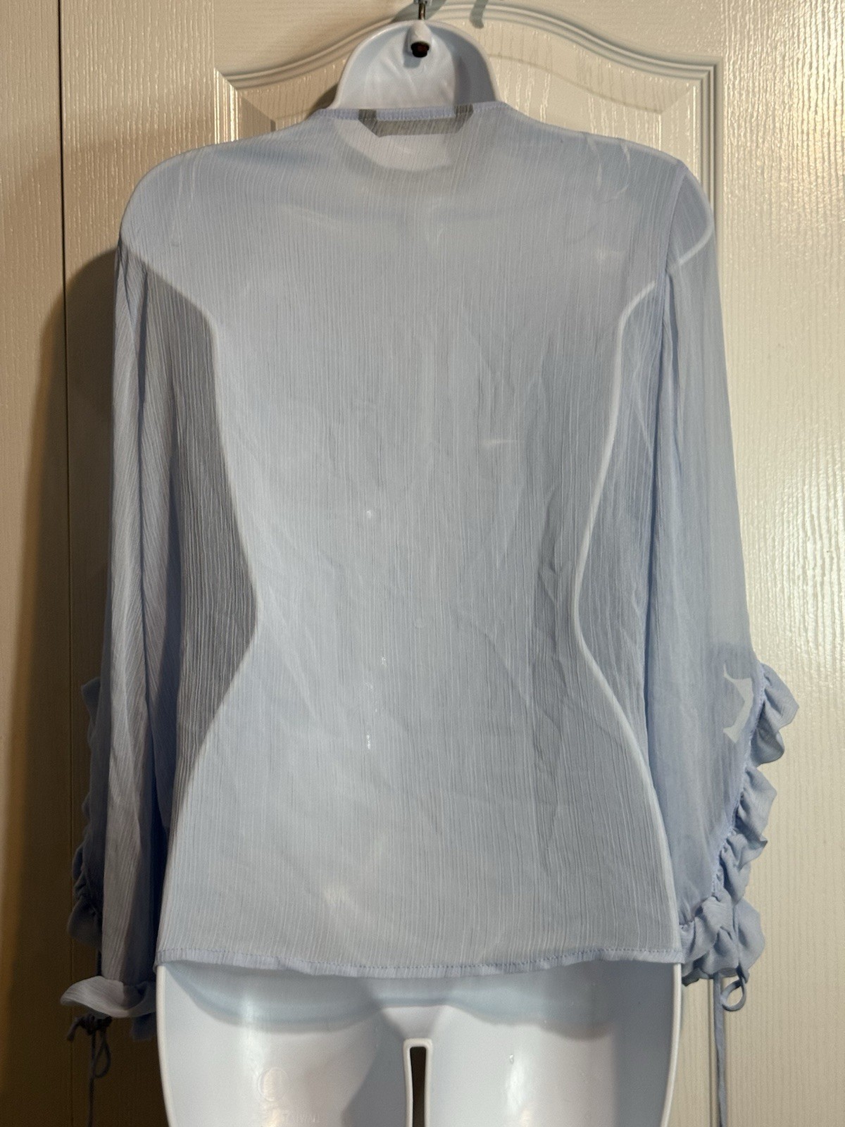 ZARA Basic Light Blue Wrap Blouse - Size Mediumru… - image 7