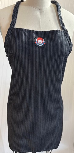 Wendy's Employee Black Pinstripe Work Apron One-Size Barco Uniforms Fast Food