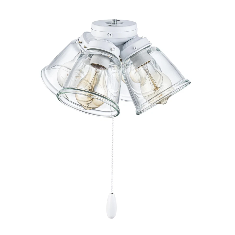 22018-1, Four-Light Ceiling Fan Light Kit with Pull Chain, Matte White Finish... - Image 3 of 4