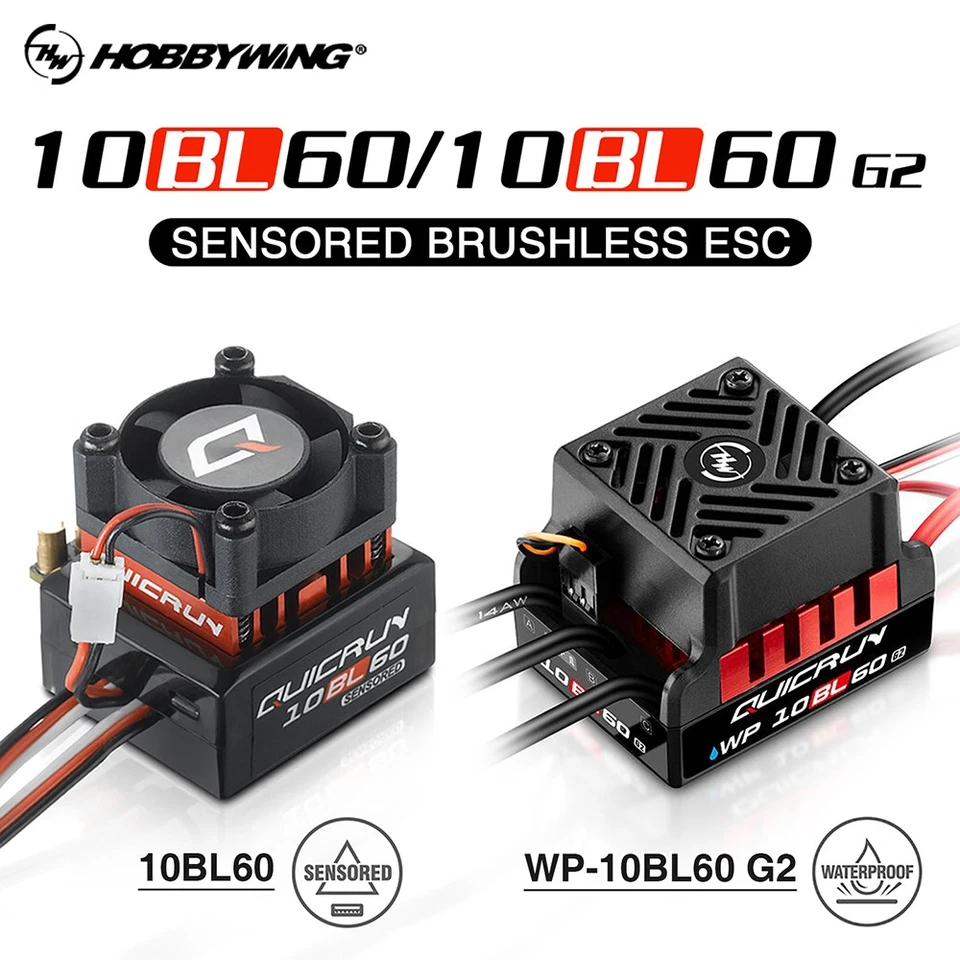 HobbyWing QuicRun 10BL60 Sensored 60A ESC for RC 1/10 Drift Trucks Buggy Cars - Bild 2 von 4