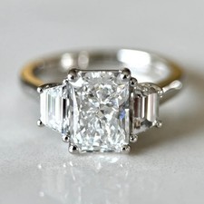 IGI Certified Lab-Created Diamond Women Ring 14K White Gold 2.20 Ct Radiant Cut