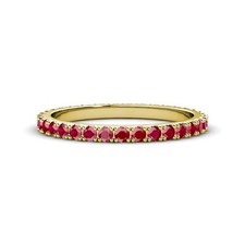 925 Sterling Silver Ruby Round 2.00MM Eternity Band Ring With Yellow Gold Plated
