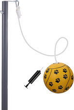 Tetherball Set Galvanized Steel Pole Rubber Ball Rope Backyard Family Kids Dog