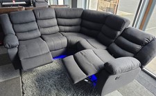 Milano Platinum Dark Grey Fabric Electrical Corner Recliner Sofa 