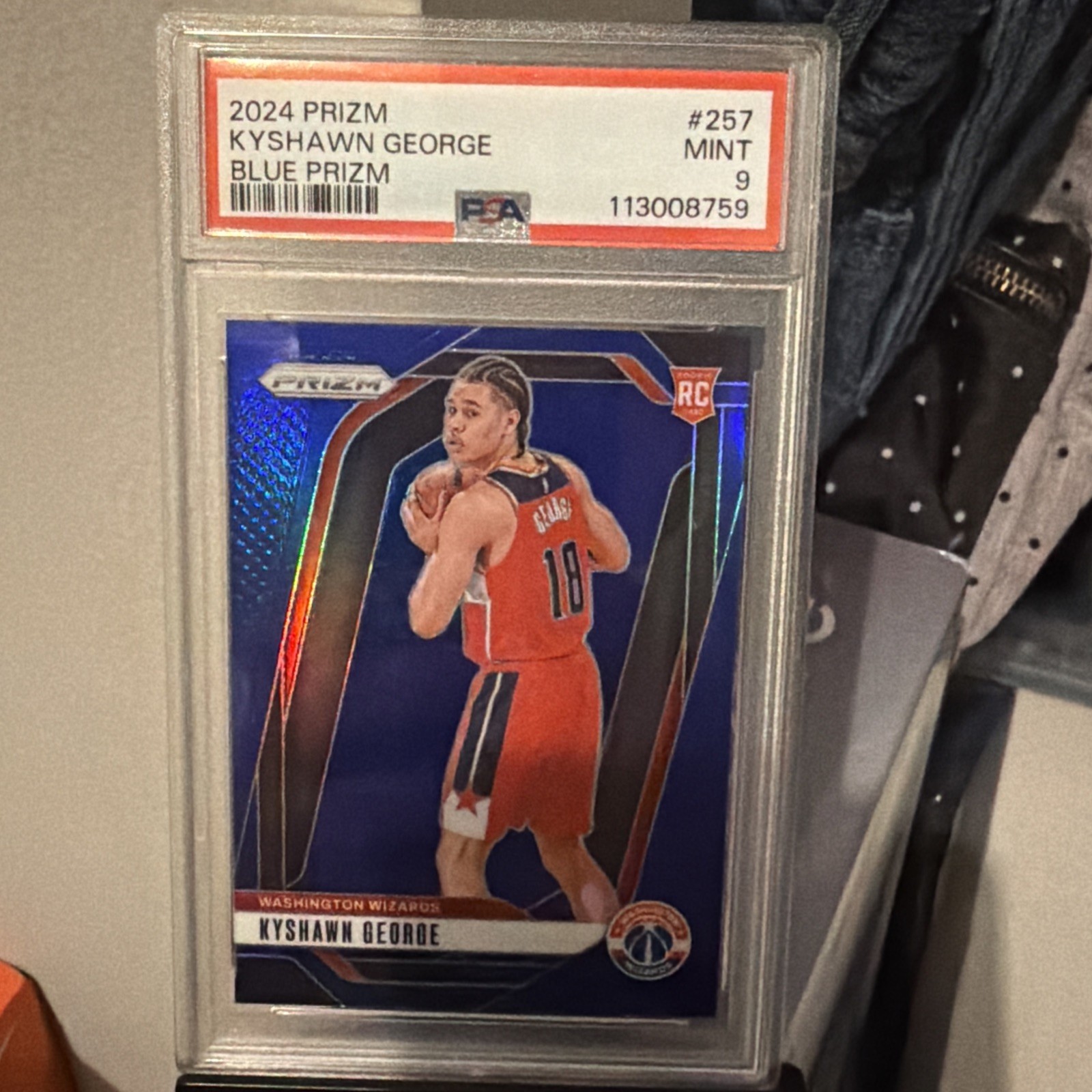 2024 PANINI PRIZM BLUE PRIZM #257 KYSHAWN GEORGE ROOKIE RC 168/199 PSA 9