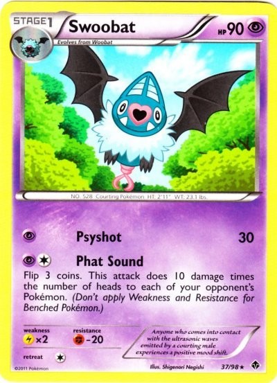Swoobat - 37/98 - Rare Lightly Played Emerging Powers