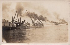 Vintage Defiance Harbor Dredge Steam Tugboat RPPC Postcard Steamers