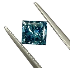 1.00 Ct Princess Cut Lab Grown Loose Natural Blue Color VVS1 CVD Diamond