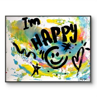 Happy Face Original Art 11x14 Paper Expressionist Modern Abstract Colorful