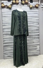 Vtg. Y2K Skirt & Shirt Set One Size Green/blue India Boho Gypsy FairyCore NOS